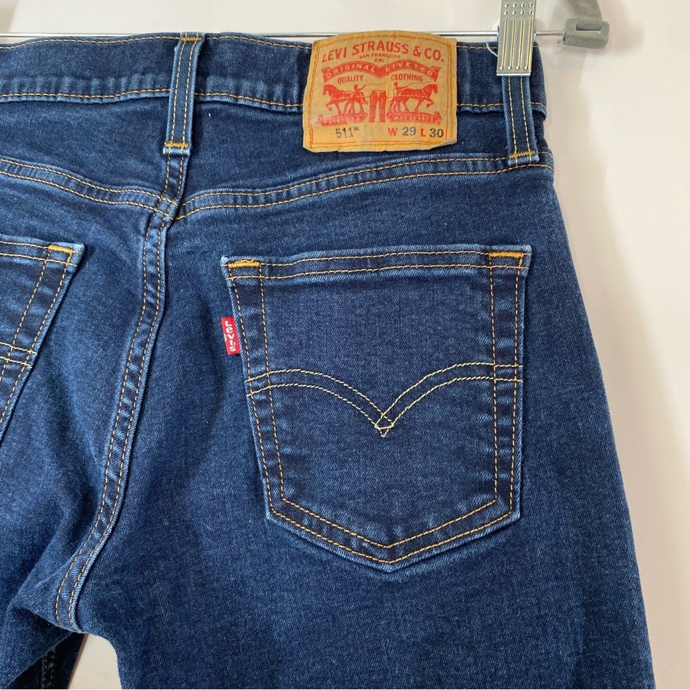 Levi's 511 Slim Fit Men's Dark Hollow Dark Wash Stretch Denim Jeans Size 29 - Picture 9 of 16